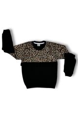 Leopar Desenli Garnili Çocuk Takımı Siyah