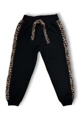 Leopar Desenli Garnili Çocuk Takımı Siyah