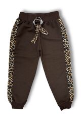 Leopar Desenli Garnili Çocuk Takımı Kahverengi