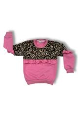Leopar Desenli Garnili Çocuk Takımı Pembe