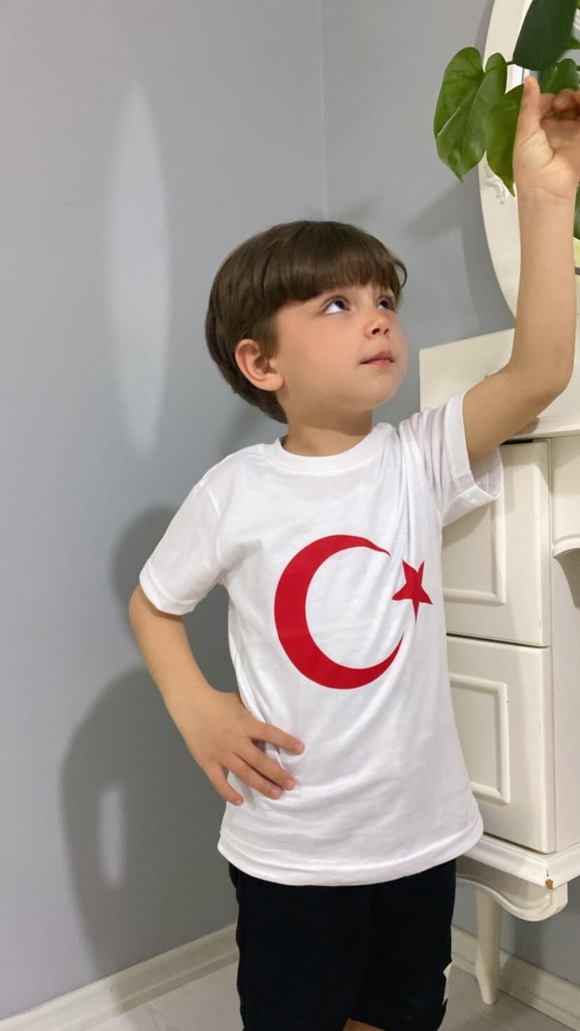 Ay Yıldız Bayrak Çocuk Tişört Beyaz