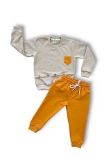 Düğme Detaylı Erkek Çocuk Takım Hardal Sarı