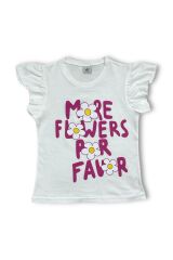 Fırfır Detaylı Papatya Baskı ve Nakışlı Kız Şortlu Takım Pembe