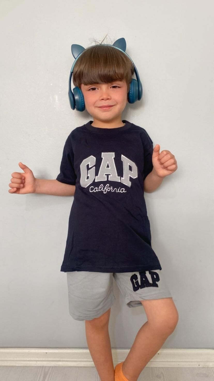 GAP Nakışlı Şortlu Erkek Çocuk Takım Lacivert