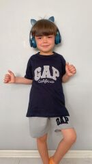 GAP Nakışlı Şortlu Erkek Çocuk Takım Lacivert