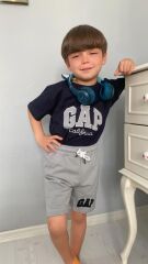 GAP Nakışlı Şortlu Erkek Çocuk Takım Lacivert
