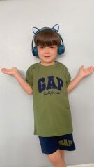 GAP Nakışlı Şortlu Erkek Çocuk Takım Yeşil