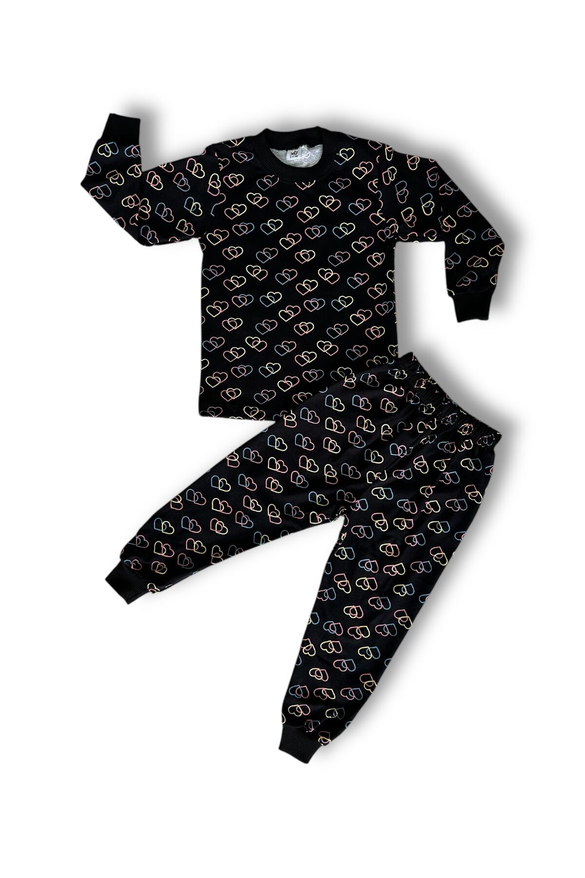 Süprem Kumaş Kız Çocuk Gecelik Pijama Kalpli Desen