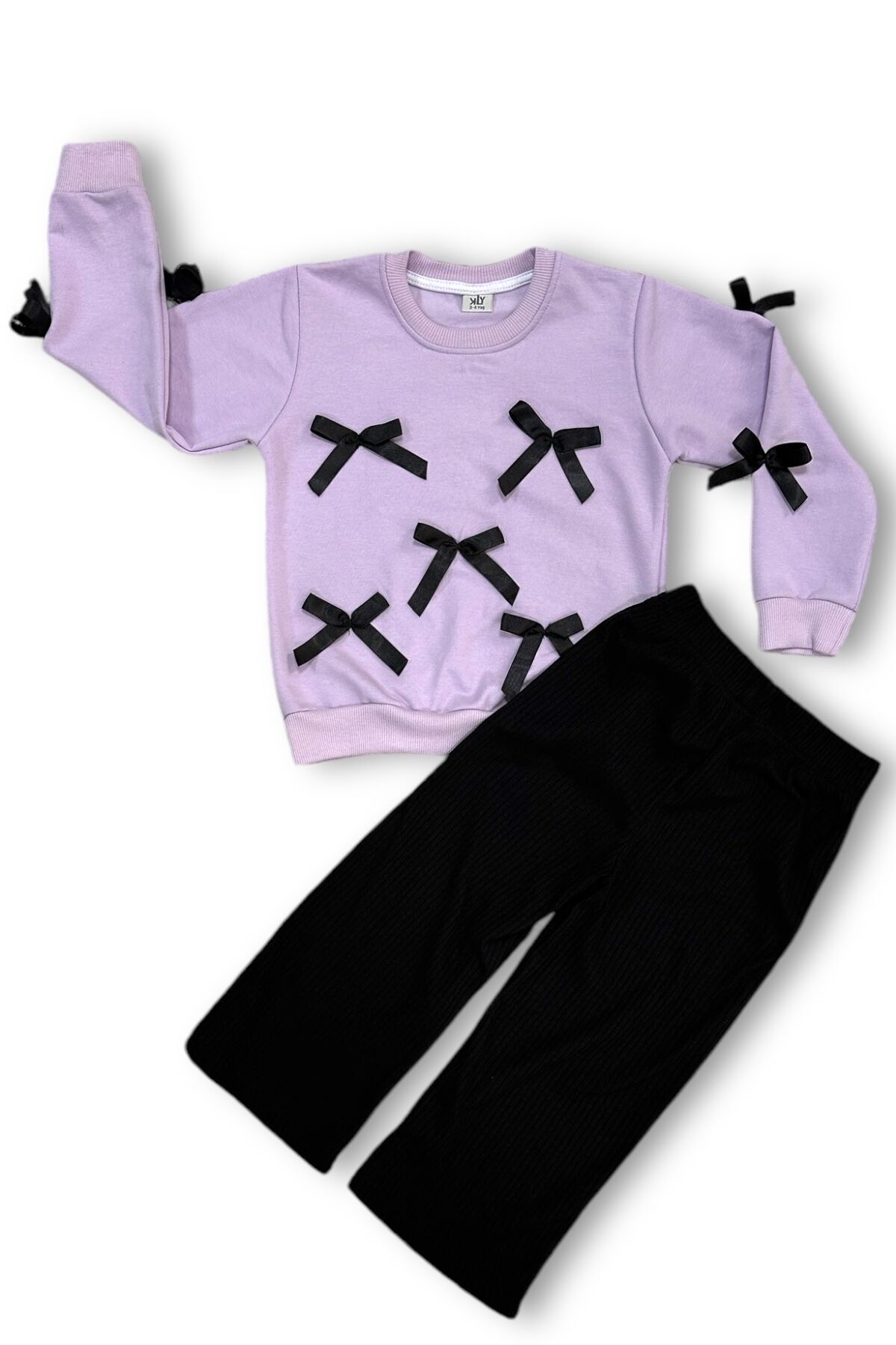 Fiyonklu Kız Çocuk Takım Lila