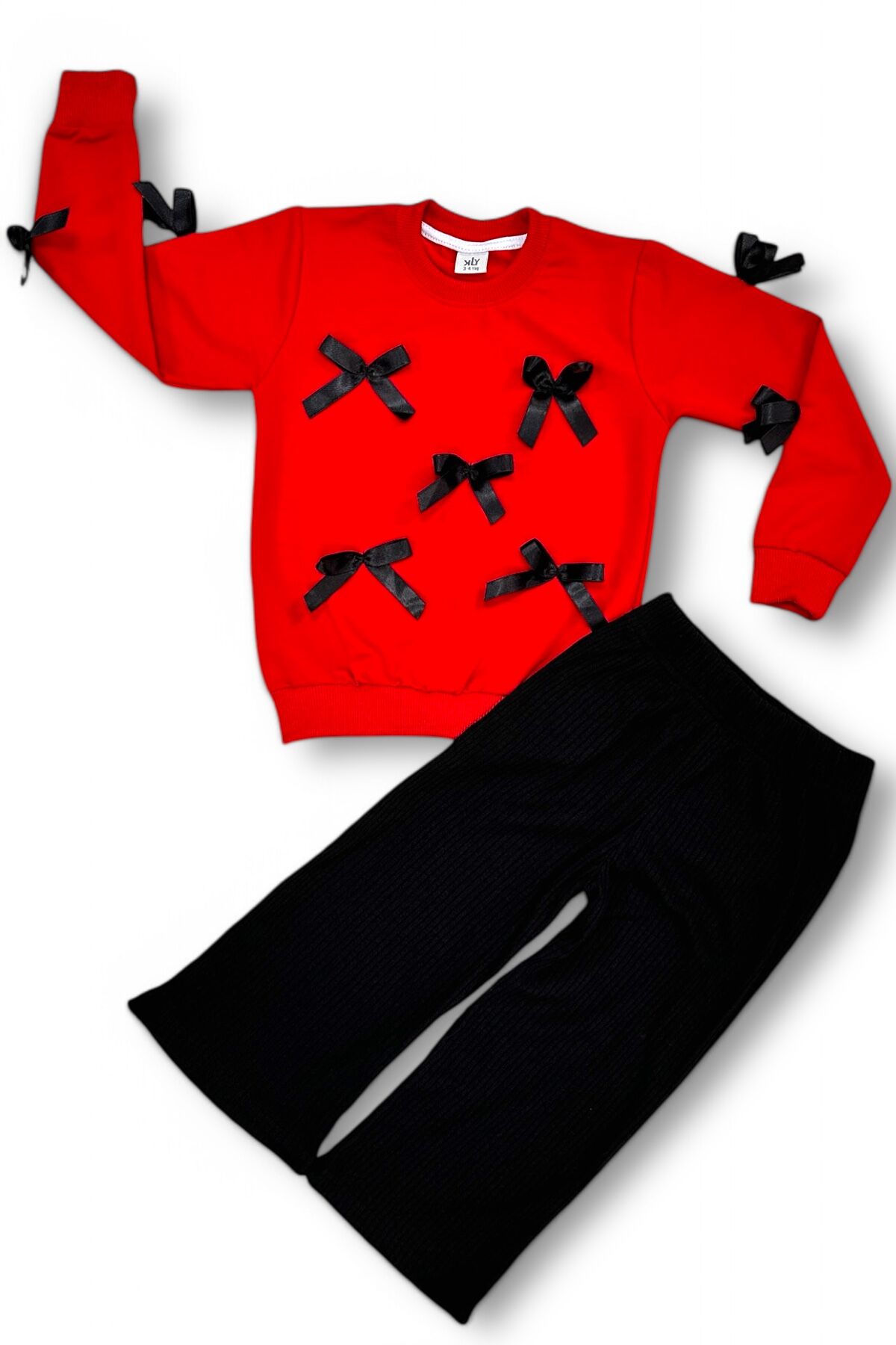 Fiyonklu Kız Çocuk Takım Kırmızı