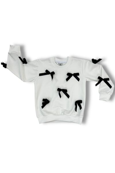 Fiyonklu Kız Çocuk Takım Beyaz