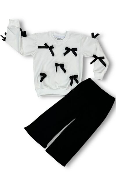 Fiyonklu Kız Çocuk Takım Beyaz
