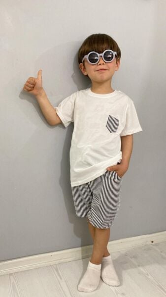 Premium Su Yolu Burgu Kumaş Şortlu Erkek Çocuk Takımı