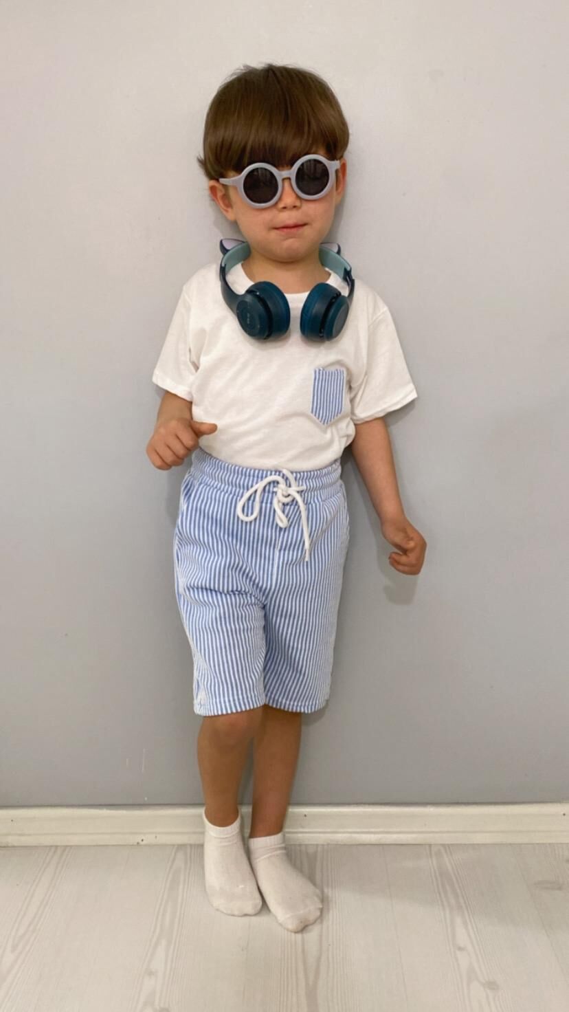 Premium Su Yolu Burgu Kumaş Şortlu Erkek Çocuk Takımı Mavi