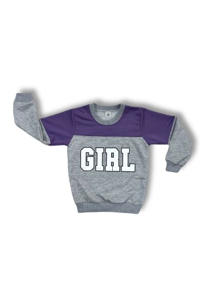 GIRL Baskılı Kız Çocuk Takım 3-8 Lila